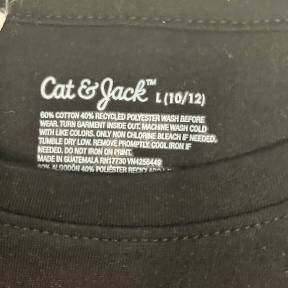 Cat & Jack Long Sleeve Tee, Black , Orange and Pink Heart Design Girls 10--12 - Picture 3 of 5